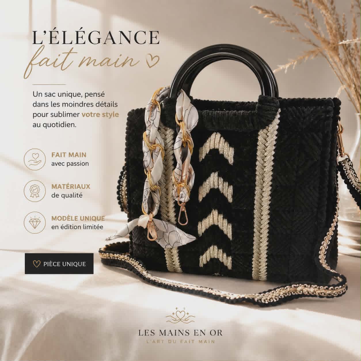 Sac noir et or